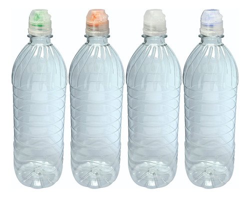 25 Frascos Cristal Pet De 1l Tampa Sport Fliptop Suc - Imagem 2