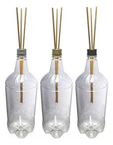 2 Frascos Plástico Cristal 2l Tampa Difusor Varetas Gr2