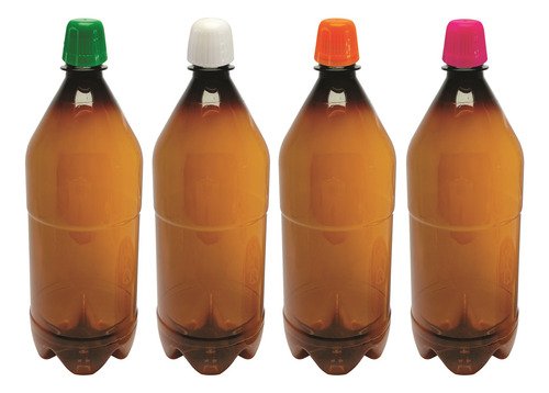 6 Frascos Plástico Âmbar Pet 1l Tampa Dosadora 20ml Agu - Imagem 2