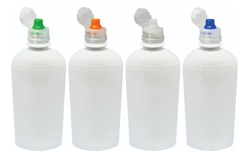 135 Frascos Branco Pet 400ml Tampa Sport Fliptop Min