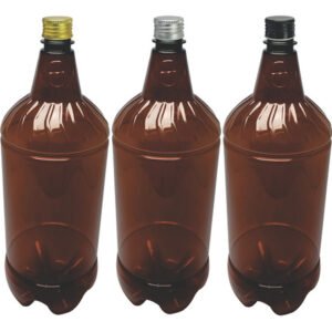 2 Frascos Plástico Âmbar Pet 2l Com Tampa Alumínio S Gr2