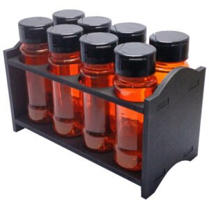 3 Porta Tempero Mdf Preto 8 Frasco 120ml Laranja Fliptop Cap