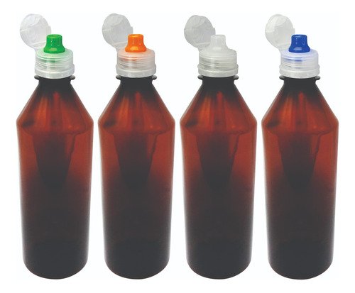220 Frasco Plástico Âmbar Pet 500ml Tampa Sport Fliptop Cos