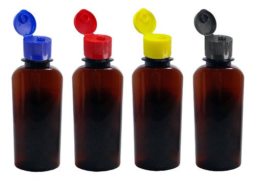 336 Frasco Plástico Ambar Pet 140ml Fliptop Batoque Aro
