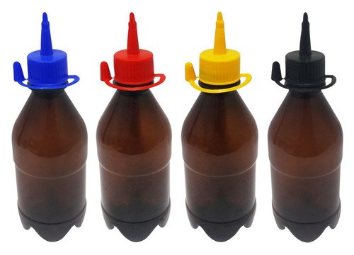 972 Frascos Plástico Âmbar Pet 350ml C/ Bico Aplicador Agu