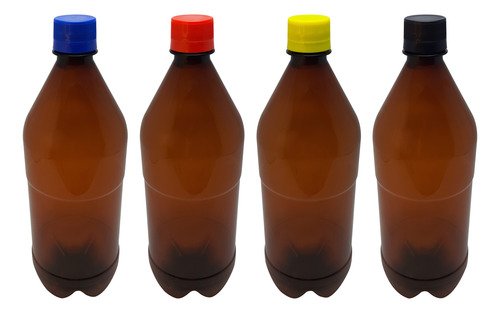 6 Frascos Plástico Âmbar Pet 1l Tampa S Batoque Agu