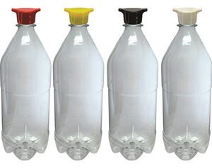 20 Frascos Plástico Cristal Pet 1l Tampa Rosca 2 Bico Agu