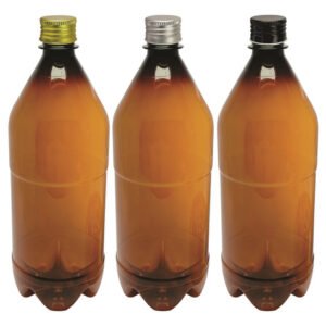 51 Frascos Plástico Âmbar Pet 1l Com Tampa Alumínio S Agu