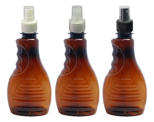 250 Frasco Plástico Ambar Pet 300ml Válvula Spray S Bor