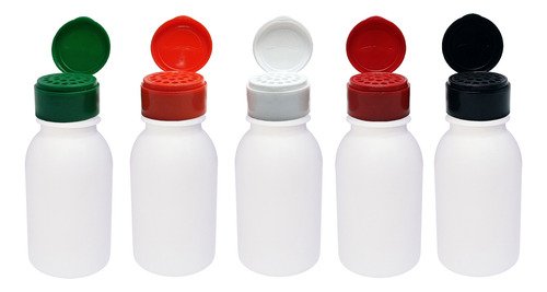 30 Frascos Plástico Branco Pet 200ml Tampa Peneira Det