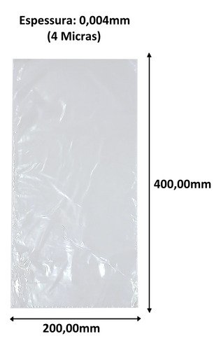 10 Pct Saco Plástico Transparente Pe 20x40 4 Micra C/ 100 - Imagem 3