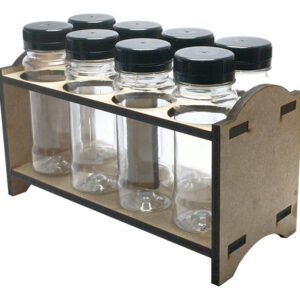 2 Porta Tempero Mdf Cru 8 Frasco 120ml Cristal Rosca Lacre