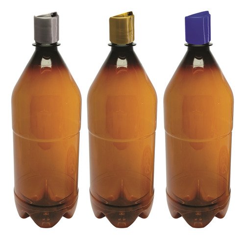 51 Frascos Plástico Âmbar Pet 1l Com Tampa Disktop Agu - Imagem 3