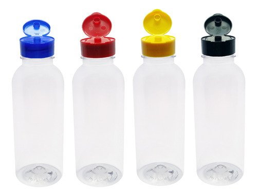 1026 Frascos Plástico Cristal Pet 400ml Fliptop C/ Rosca Det