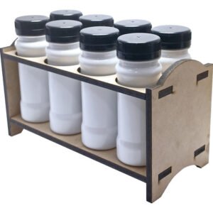 2 Porta Tempero Mdf Cru 8 Frasco 120ml Branco Rosca Lacre