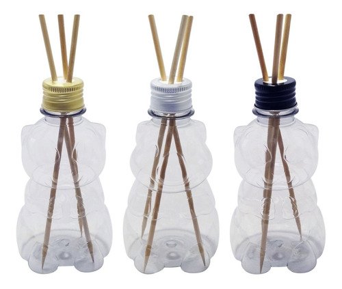 16 Frascos Plástico Cristal 300ml Tampa Difusor Varetas Zoo