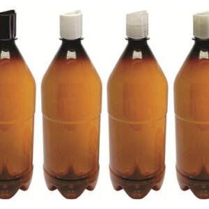 6 Frascos Plástico Âmbar Pet 1l Com Tampa Disktop Agu