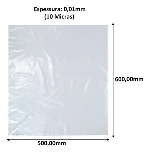 5 Pct Saco Plástico Transparente Pe 50x60 10 Micra C/ 100 - Imagem 3