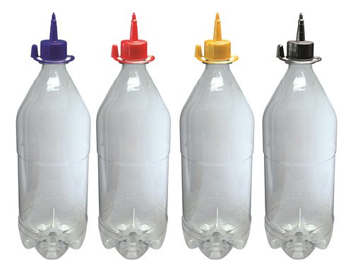 51 Frascos Plástico Cristal Pet 1l C/ Bico Aplicador Agu
