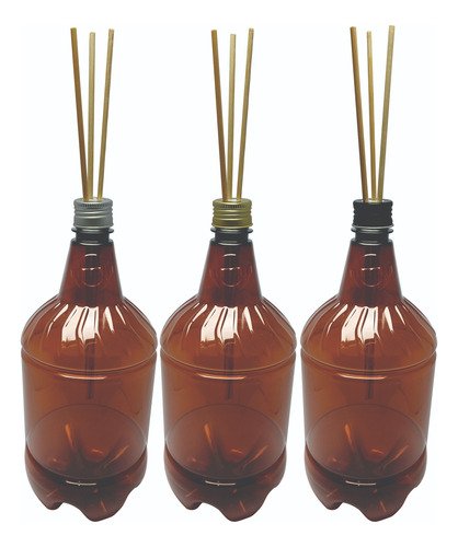 30 Frascos Plástico Âmbar 1,5l Tampa Difusor Varetas Gr2