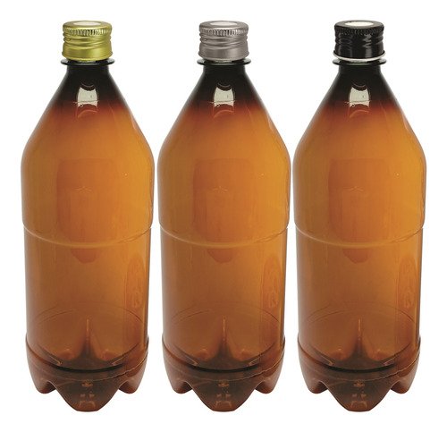 6 Frascos Plástico Âmbar Pet 1l Tampa Difusor C/ F Agu