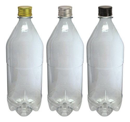 51 Frascos Plástico Cristal Pet 1l Com Tampa Alumínio S Agu