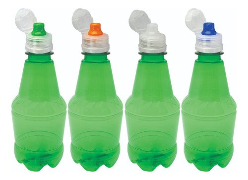 18 Frascos Plástico Verde Pet 300ml Tampa Sport Fliptop Gr2