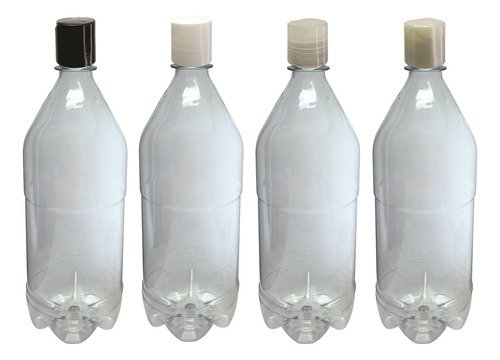 6 Frascos Plástico Cristal Pet 1l Com Tampa Disktop Agu - Imagem 2