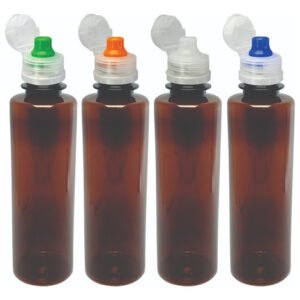 216 Frascos Plástico Âmbar Pet 250ml Tampa Sport Fliptop Cos
