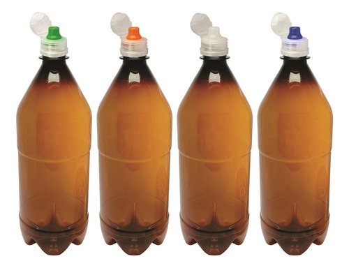 364 Frascos Plástico Âmbar Pet 1l Tampa Sport Fliptop Agu