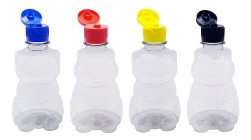 256 Frascos Plásticos Cristal Pet 300ml C/ Tampa Fliptop Zoo