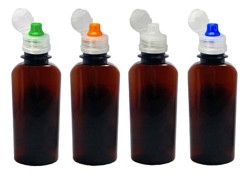 336 Frasco Plástico Ambar Pet 140ml Tampa Sport Fliptop Aro