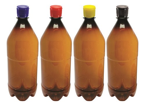 364 Frasco Plástico Âmbar Pet 1l Tampa Fliptop Batoque Agu - Imagem 2