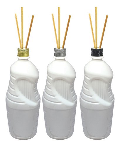 24 Frascos Plástico Branco Pet 2l Tampa Difusor Varetas Ama