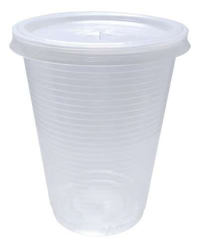 200 Copos Descartáveis Plásticos Pp Com Tampa C/ Furo 300ml