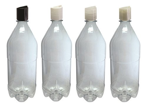 6 Frascos Plástico Cristal Pet 1l Com Tampa Disktop Agu