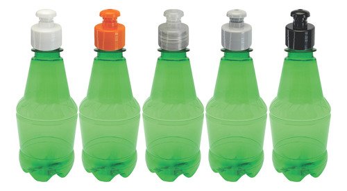 140 Frasco Plástico Verde Pet 300ml Com Tampa Pushpull Gr2 - Imagem 2
