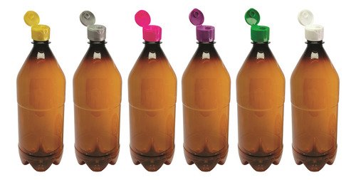 51 Frasco Plástico Âmbar Pet 1l Tampa Fliptop Batoque Agu - Imagem 3