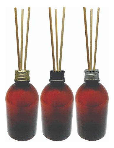 678 Frascos Plástico Âmbar 500ml Tampa Difusor Varetas Sab