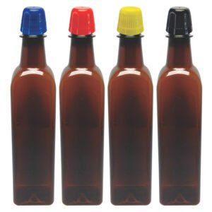 128 Frascos Plástico Âmbar Pet 500ml Tampa Dosadora 20ml Aze