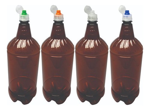 24 Frascos Plástico Âmbar Pet 2l Com Tampa Sport Fliptop Gr2