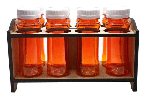 1 Porta Tempero Mdf Cru 8 Frasco 120ml Laranjado Rosca Lacre - Imagem 2
