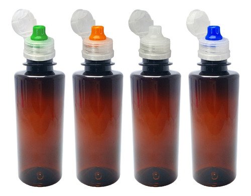94 Frascos Plástico Ambar Pet 200ml Sport Fliptop Cos