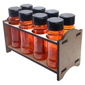 3 Porta Tempero Mdf Cru 8 Frasco 120ml Laranja Fliptop Cap