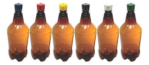 48 Frascos Plásticos Âmbar Pet 1l Tampa Rosca 2 Bico Gr2 - Imagem 2