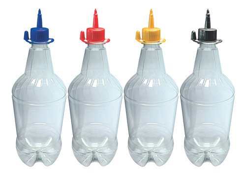 48 Frascos Plásticos Cristal Pet 1l C/ Bico Aplicador Gr2