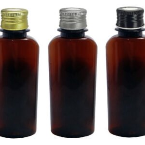 336 Frasco Plástico Ambar Pet 140ml Tampa Alumínio C/ F Aro