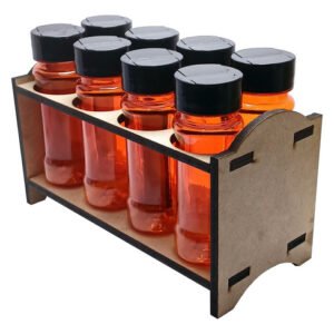 2 Porta Tempero Mdf Cru 8 Frasco 120ml Laranja Tampa Fliptop