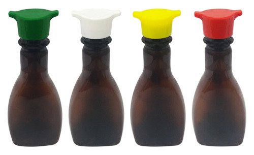 1323 Frasco Plástico Âmbar Pet 200ml Tampa Rosca 2 Bico Mol