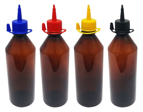 765 Frascos Plástico Âmbar Pet 500ml C/ Bico Aplicador Cos